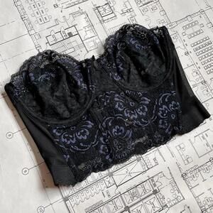 Vintage 90s black and blue corset
